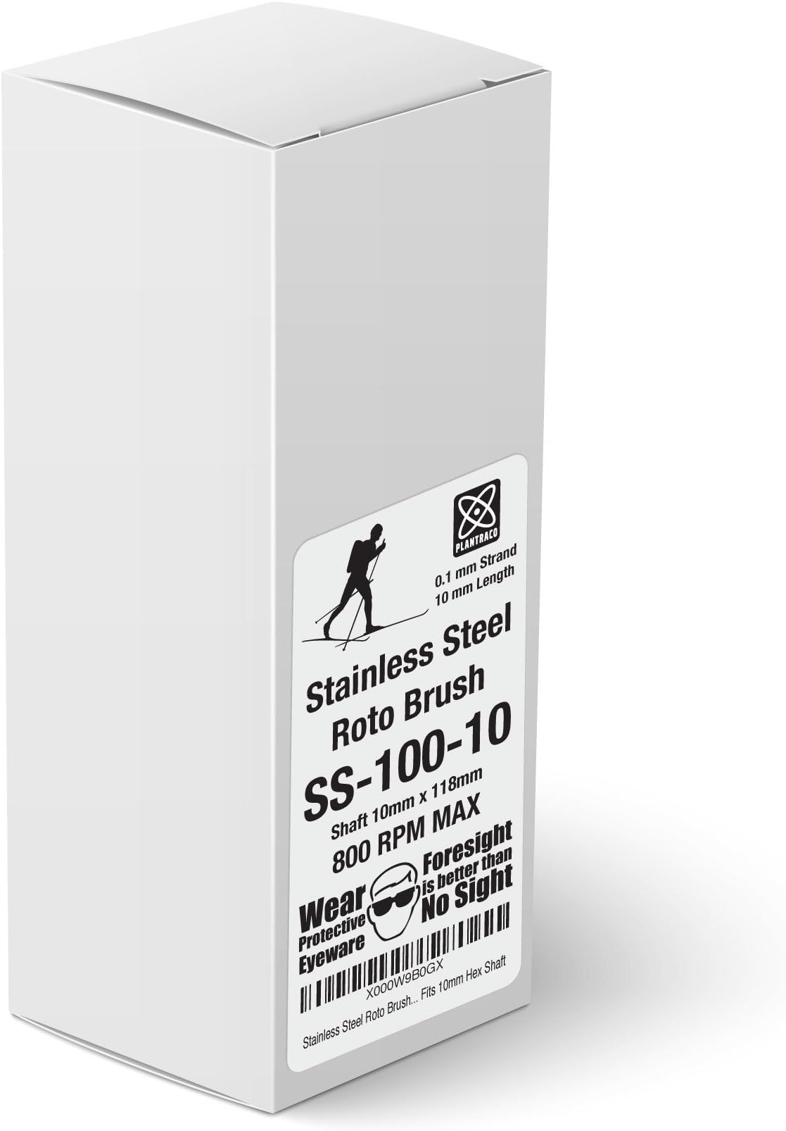 Stainless Steel Roto Brush - SS-100-10 - for Cross-Country Ski Waxing Fits 10mm Hex Shaft