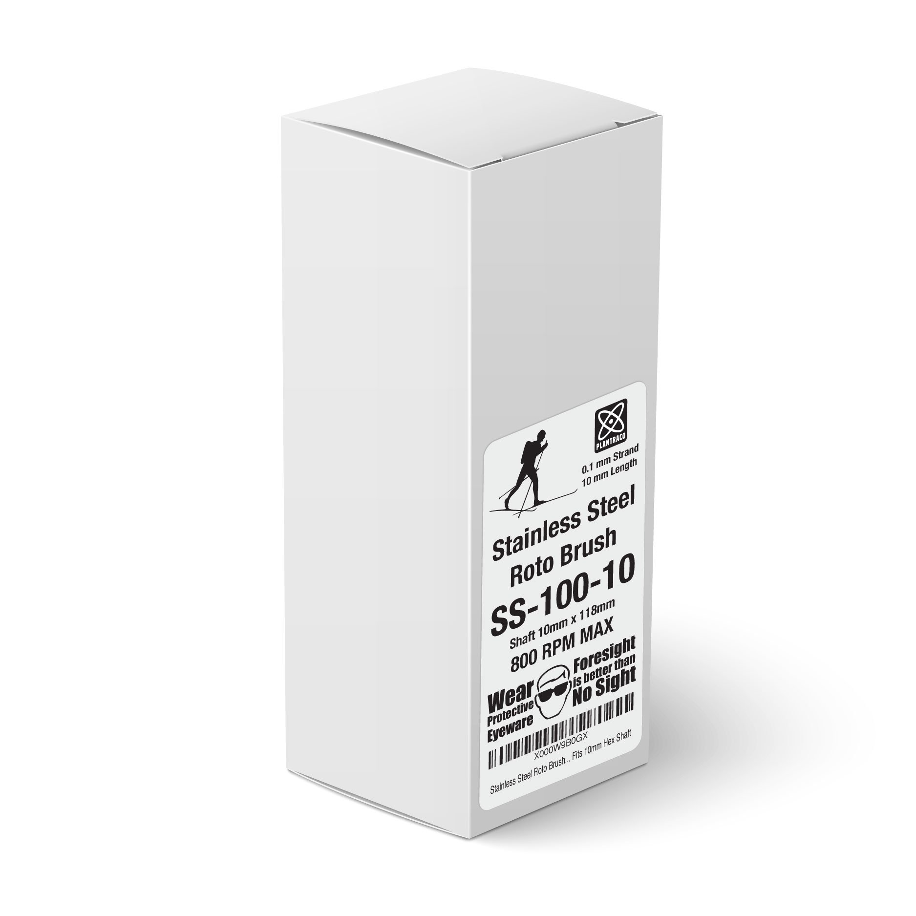 Stainless Steel Roto Brush - SS-100-10 - for Cross-Country Ski Waxing Fits 10mm Hex Shaft