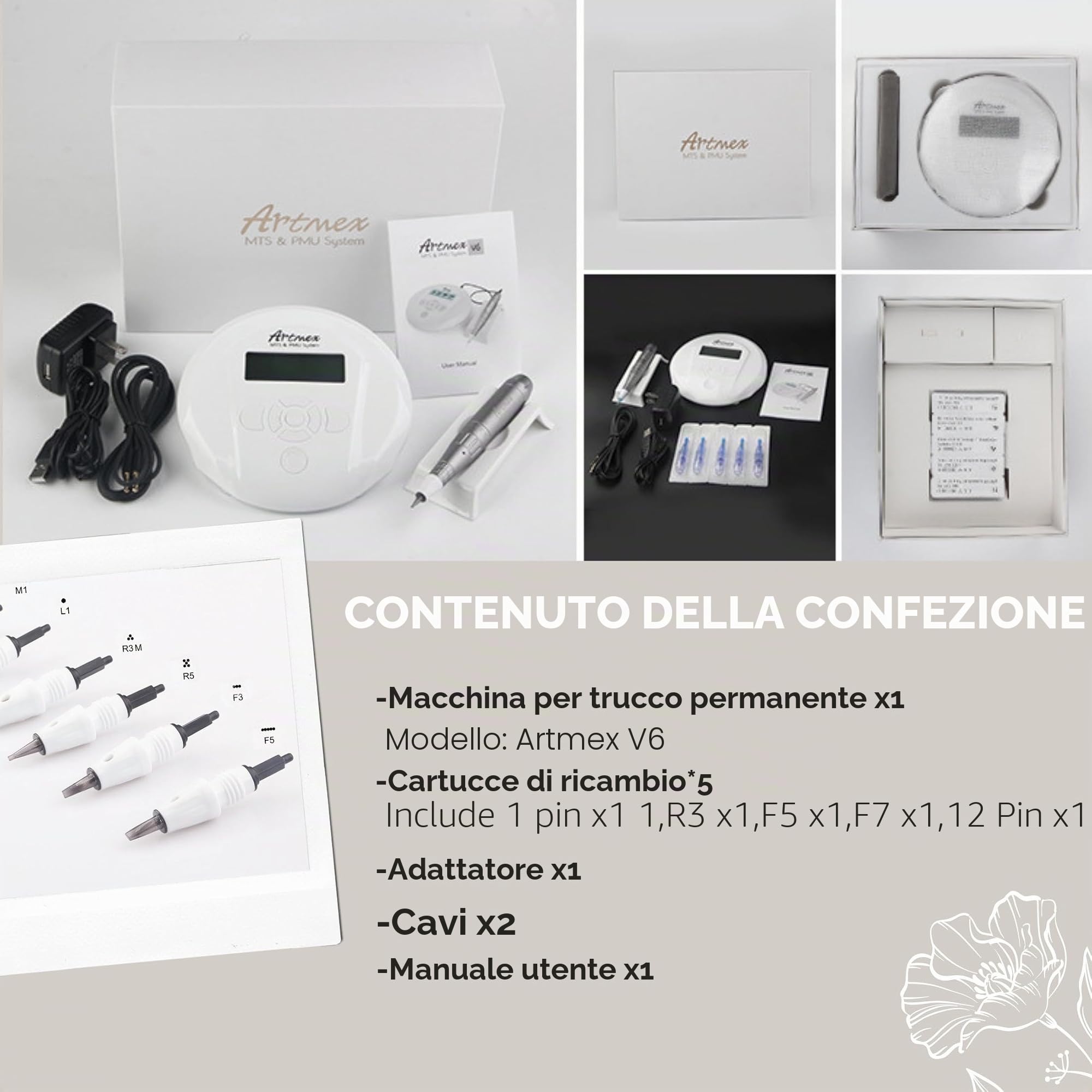 Macchina per il Trucco Permanente Artmex V6, Kit Professionale per Macchina per Tatuaggi e Microblading per Sopracciglia, Eyeliner, Labbra e Trattamenti per la Cura della Pelle