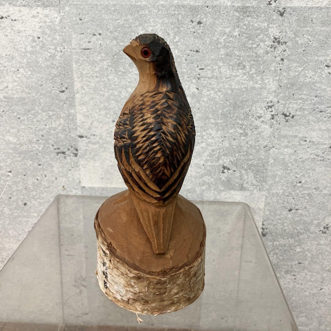Amazon.co.jp: 黒部峡谷 一刀彫 白樺 雷鳥 置物 鳥 オブジェ