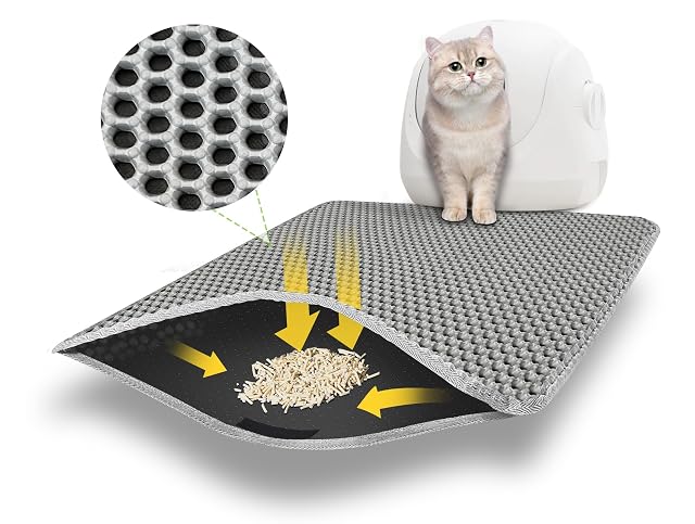 Alfombra Arenero Gato 60 X 45 cm, Impermeable, Fácil de Limpiar,Gris