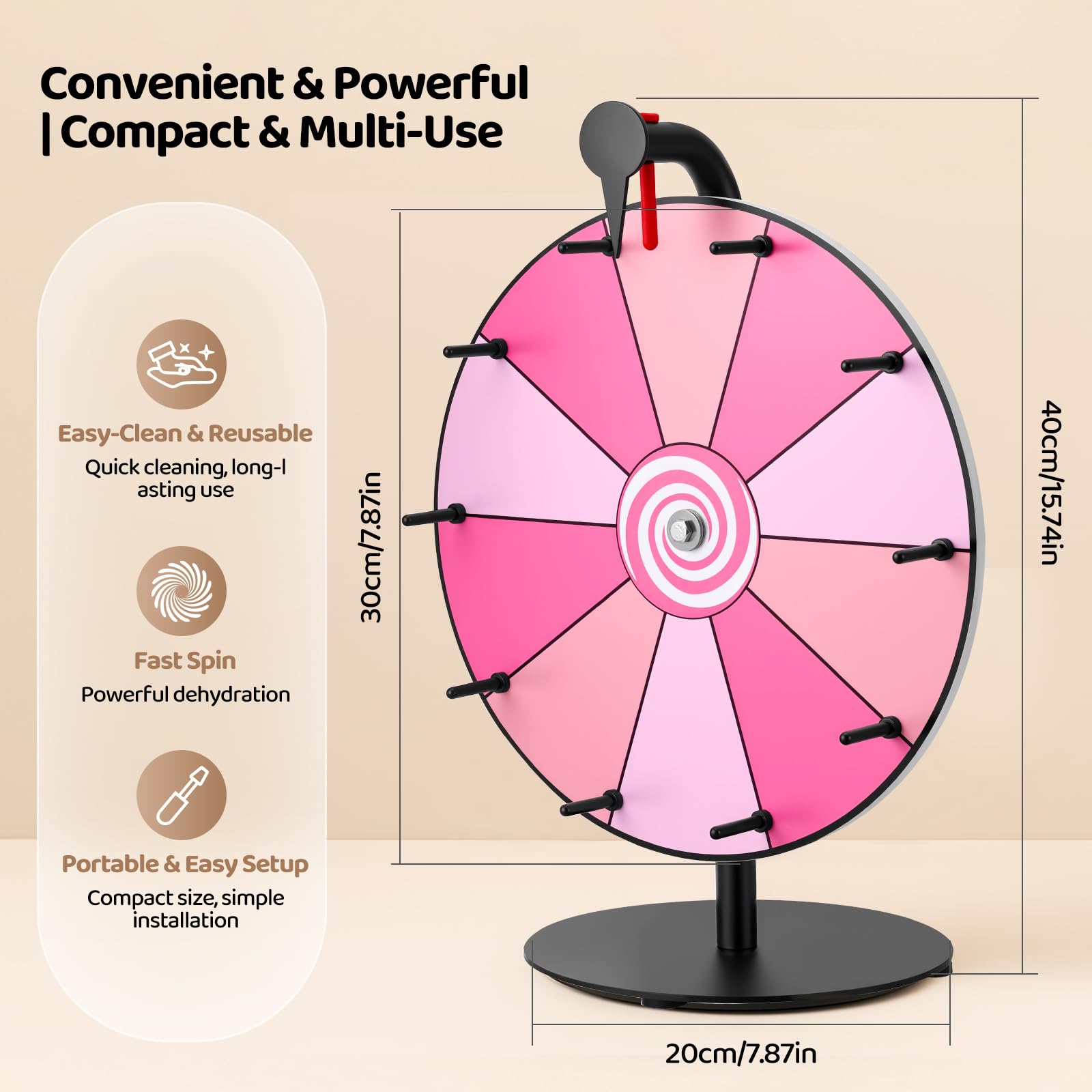 Mekturm Portable Prize Wheel, Spinner Top Roulette Wheel with Marker Pen, Tabletop Roulette Spinnings Wheel with Screwdriver - Image 3