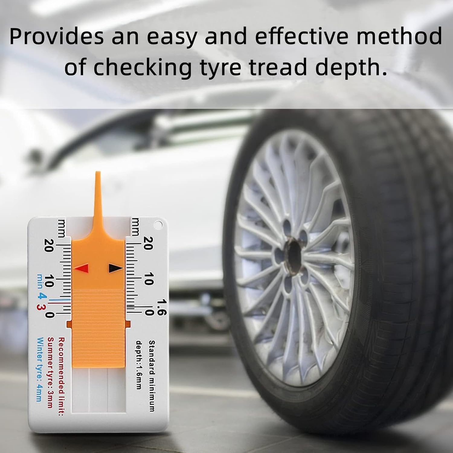 TAKONE Tread Depth Gauge for Tyres – 3 Pack 0-20mm Plastic Tyre Tread Depth Tool for Car, Motorcycle, SUV, Van & Truck (Giallo)