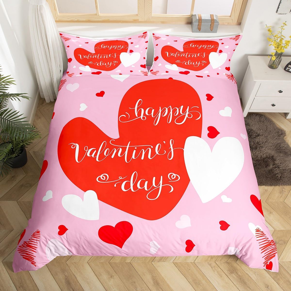 Housse de couette romantique Saint-Valentin parure lit douce 240x220