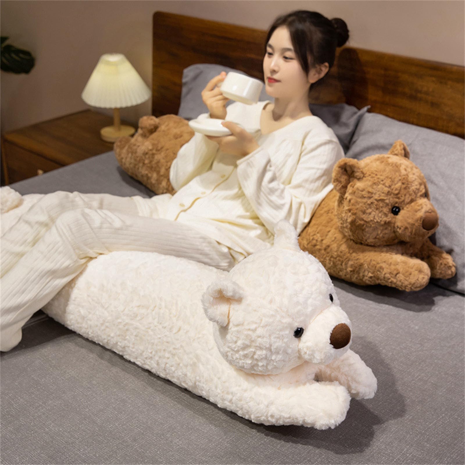 AMOSIJOY Weich Riesen Teddy Teddys Kuscheltier, Weighted Stuffed Animal Gewichtskuscheltier, GroßEr TeddybäR Als Geschenk FüR Geburtstag, Valentinstag Weihnachten (120cm,Milchweiß)