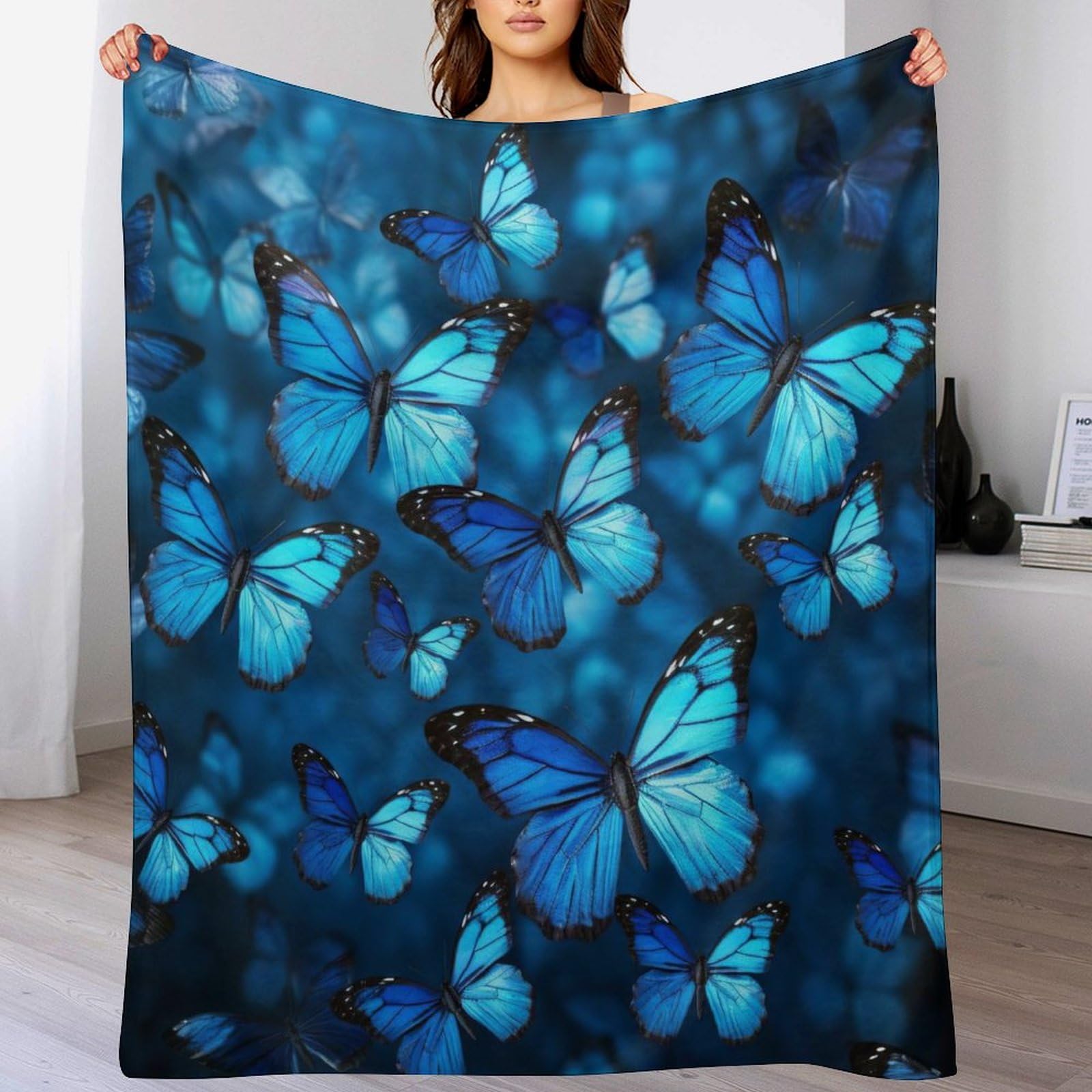 GGJJTT Butterfly Blanket for Kids Boys Girls Bedroom Decor And Throws Soft Comfortable Flannel Blankets 3D Printed Blanket, 150×200cm