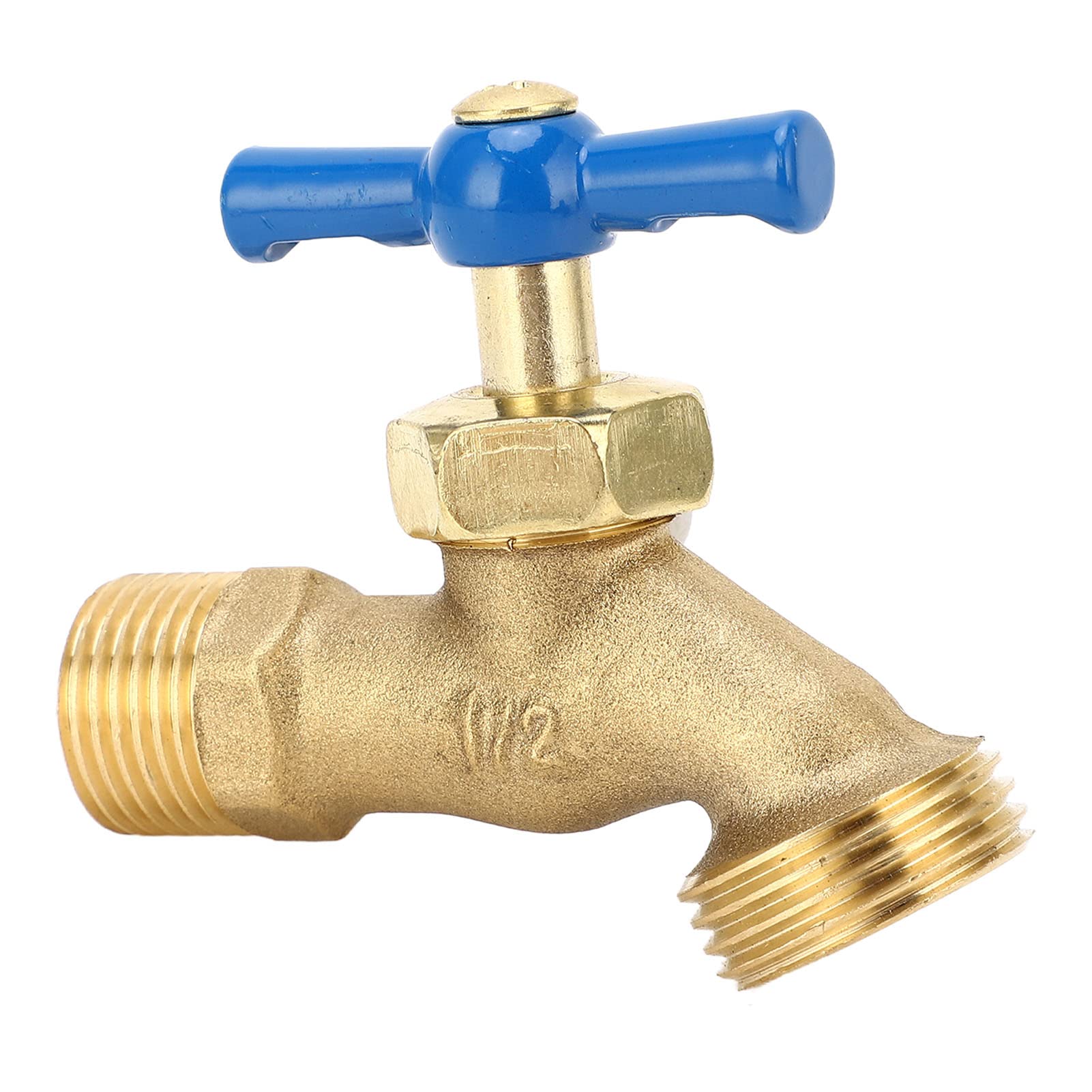 RisegunHose Threaded Bibb, Inlet G1/2 in Outlet G3/4 in Male Hose Threaded Bibb, Garden Outdoor Spigot Brass Stop Shut Off Valve, No Kink, for Home Industry