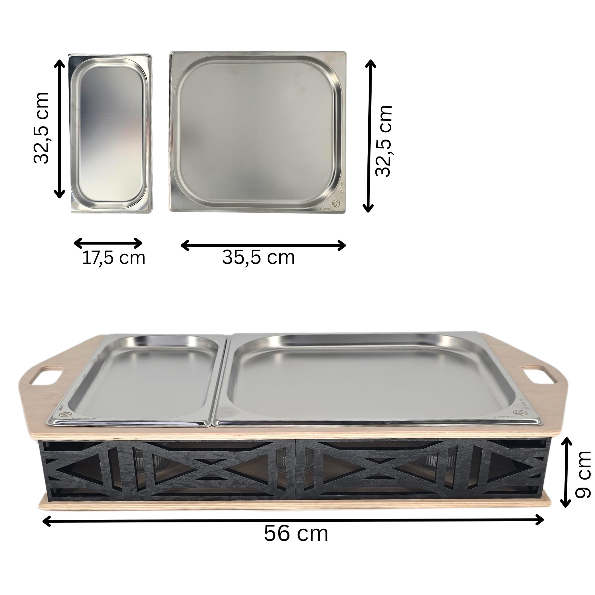 BBQ-Boards HeatBoard – Speisenwärmer für Grillabende | BBQ Servierplatte mit Edelstahlauflage & Teelichtfunktion | Warmhalteplatte für Fleisch & Beilagen | Grillzubehör mit Stil