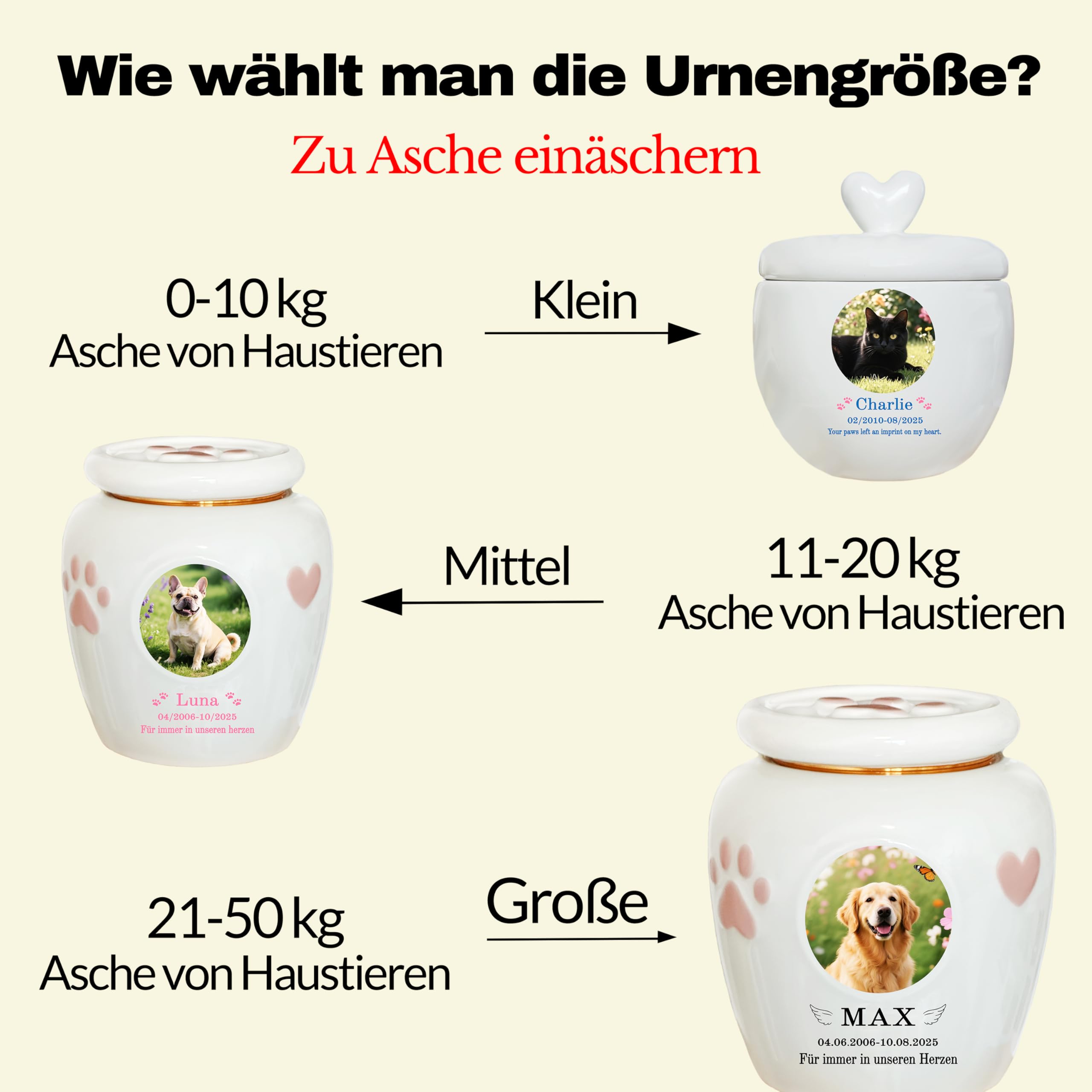 Keramik Haustierurne für Hunde Katzen Vogel Kaninchen Asche bis 20KG