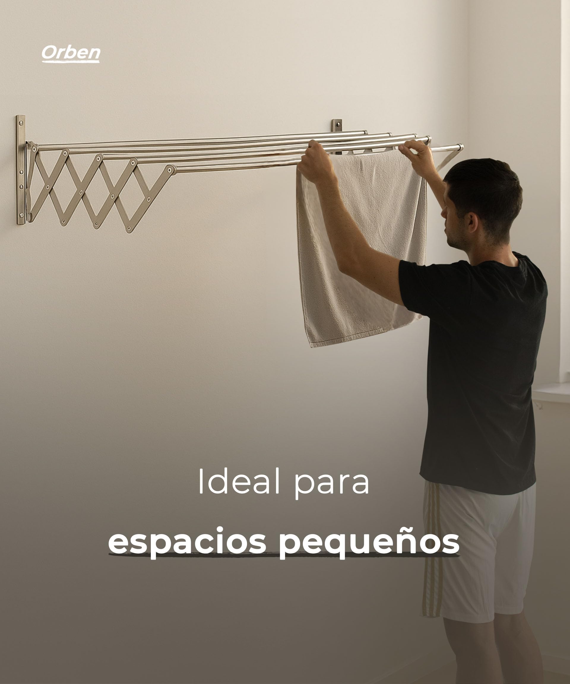 Genérico Tendedero Extensible Pared 120cm - Tendal Plegable Exterior o Interior Acero Inoxidable Resistente Ahorra Espacio Tenderete Retráctil Compacto Toallas Ropa Lavandería Balcón Baño