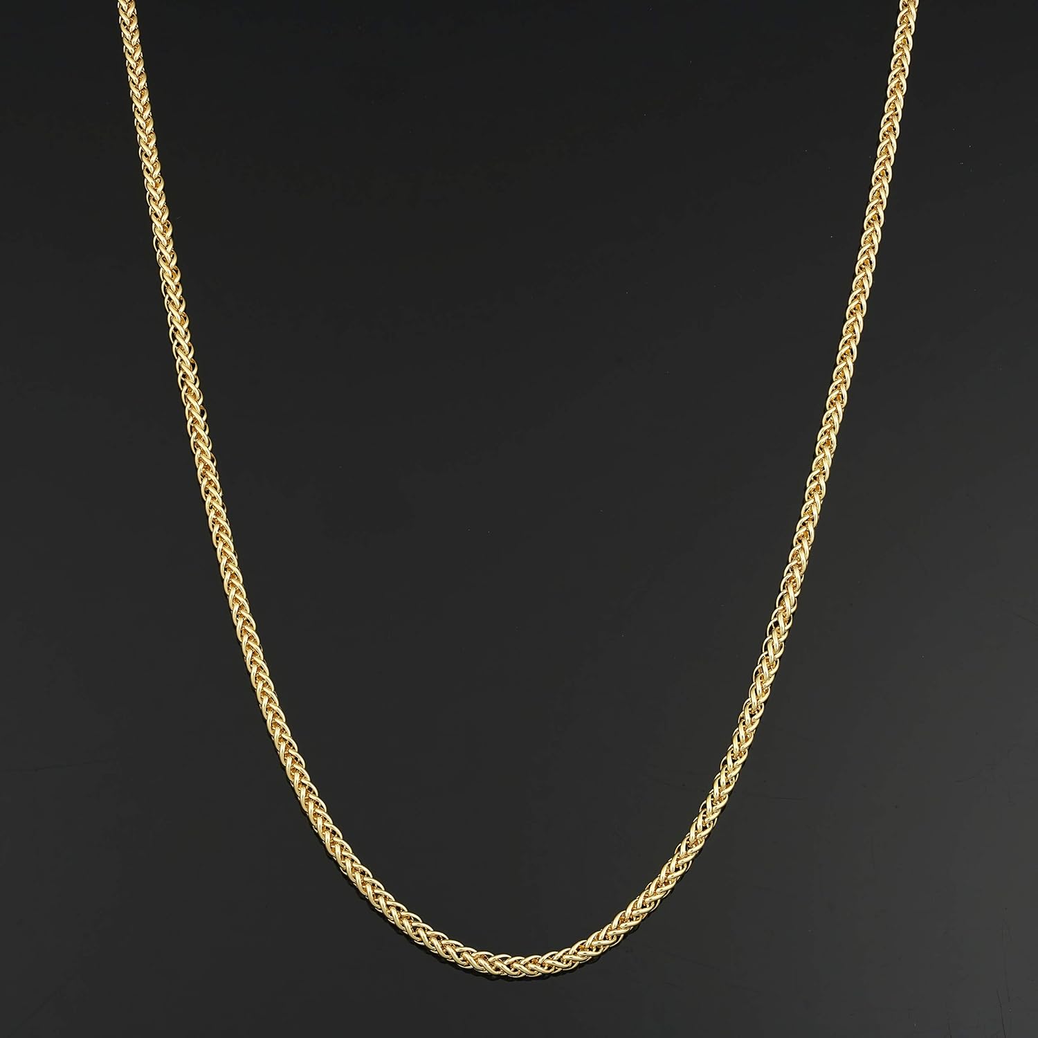14k Yellow Gold Filled 2.4 mm Franco Chain Necklace for Men and Women (16, 18, 20, 24 or 30 inch) - Image 2