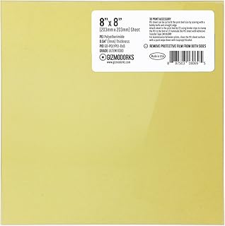 Gizmo Dorks PEI Sheet 8" x 8" (203mm x 203mm) 1mm Thick 3D Printer Build Surface Ultem 1000, Made in The USA