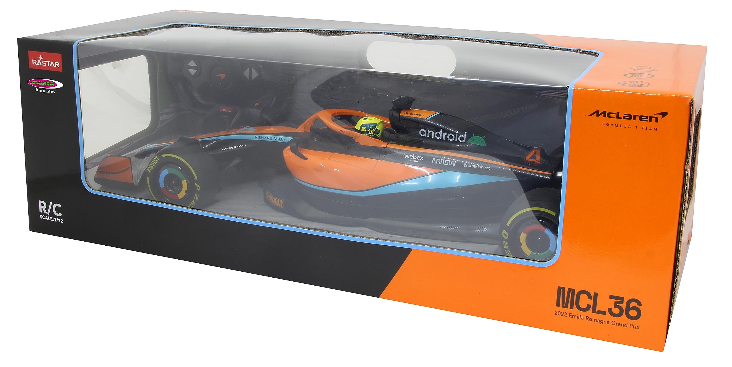 JAMARA McLaren MCL36 1:12 2,4 GHz - 2,4 GHz para multijugador, Licencia Oficial, Pintura Fiel al Coche