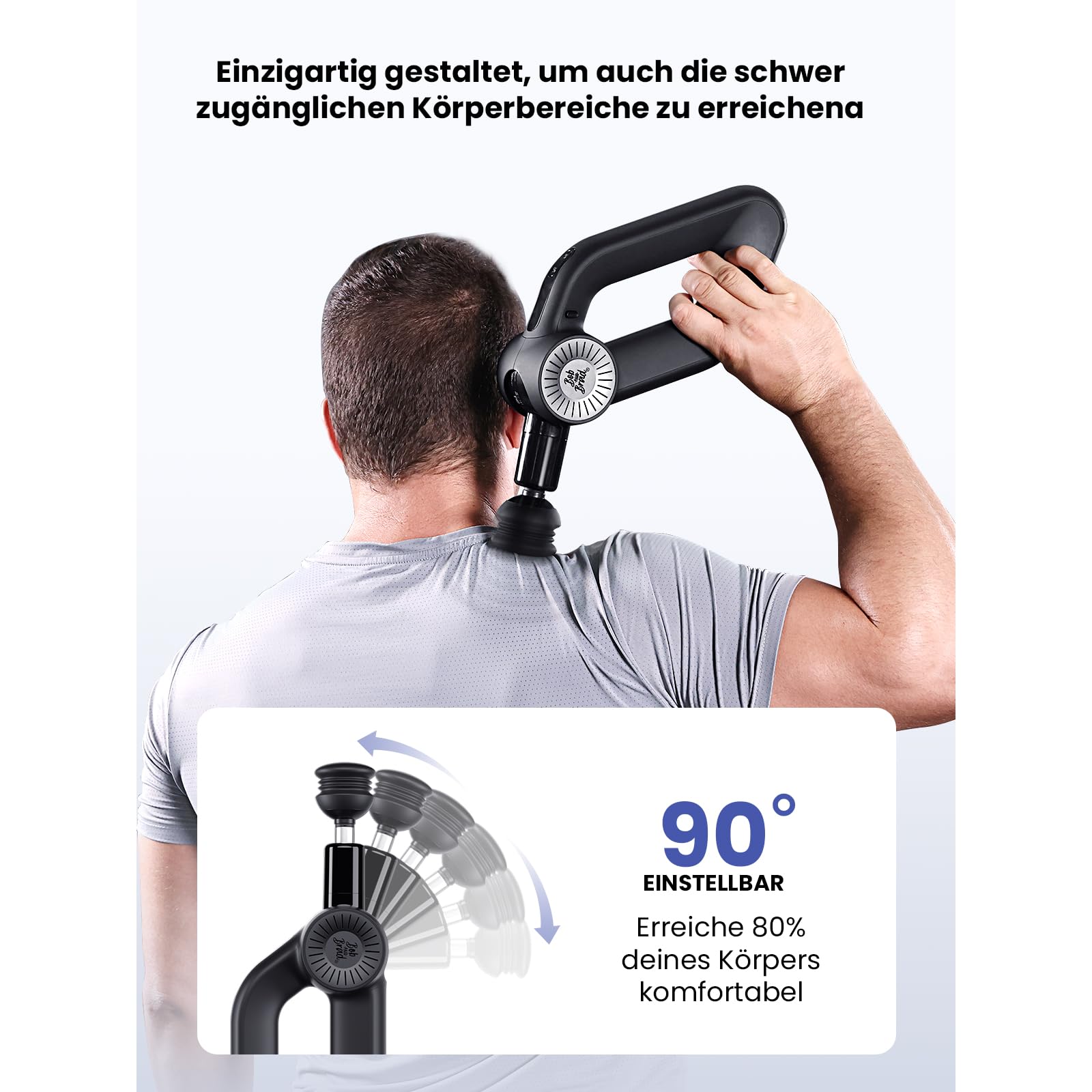 Bob and Brad D6 Pro Massagepistole mit 16mm Amplitude und OLED-Bildschirm, Percussion Massage Gun Muskel Massagegerät mit Tragetasche, Massage Pistole für Schulter Rücken Bein Muskelentspannung