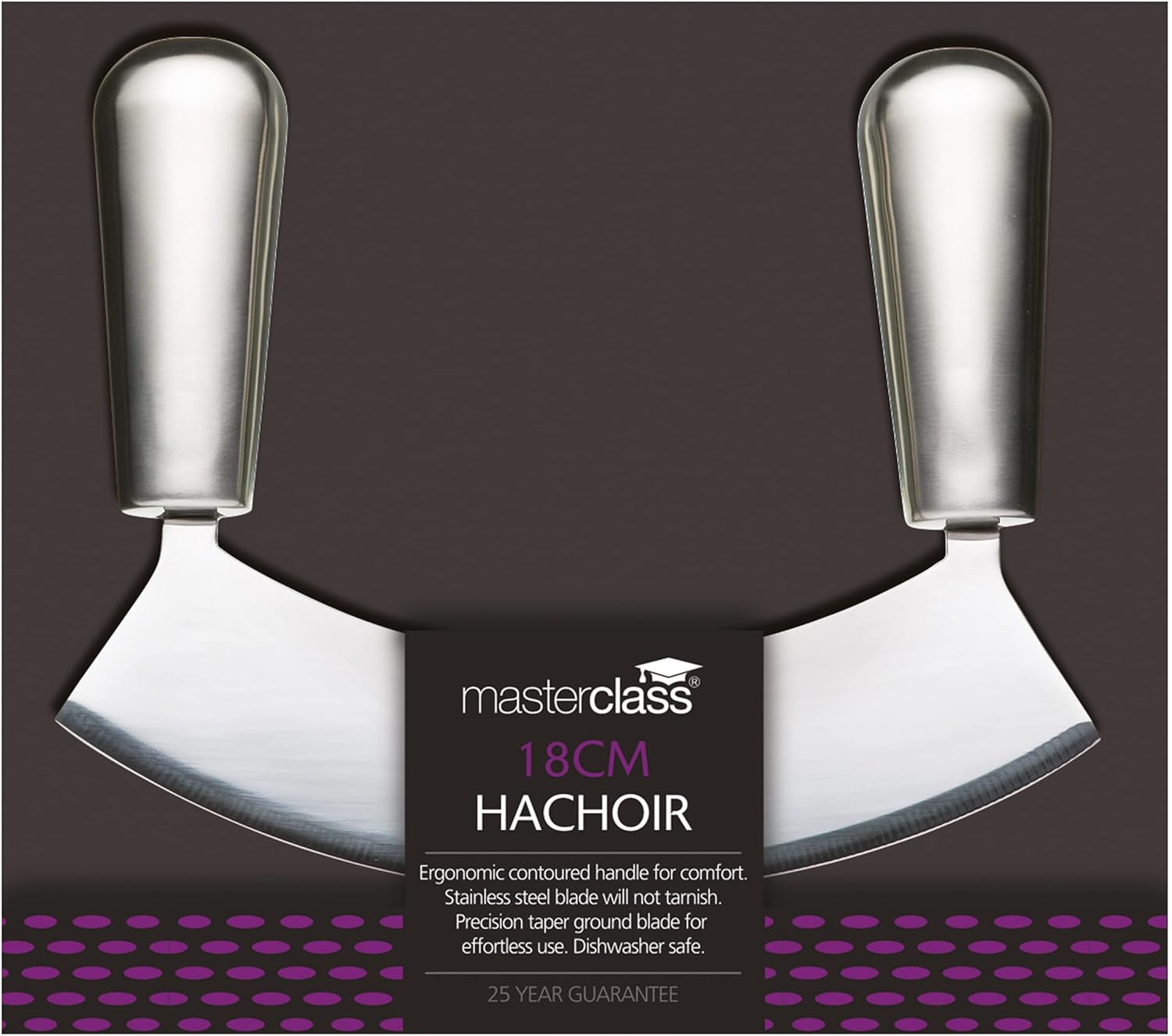MasterClass Acero Stainless Carbon Steel Single-Blade Mezzaluna/Hachoir, 18 cm (7")