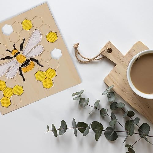 Miniatura 8 de LEISURE ARTS Kit de arte de cuerda cosida de madera con torcedor de caja de sombra, kits de costura de madera para bordado de manualidades, perfecto