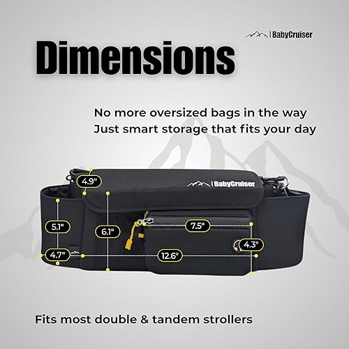 Miniatura 2 de Organizador doble para cochecito con soporte para tazas, bolsillo para teléfono, cambiador, correas montadas, 2 soportes para botellas de agua para