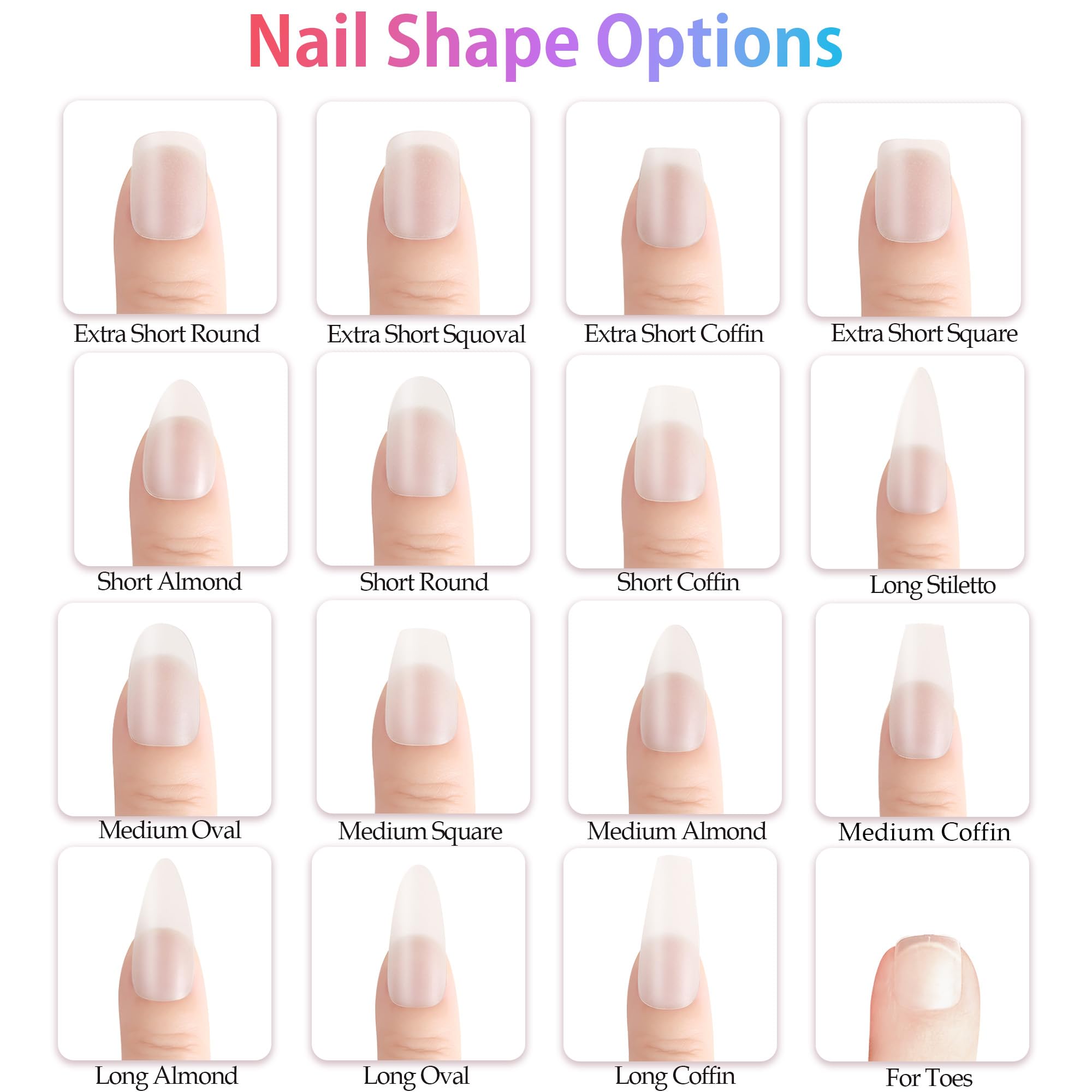 Sun&Beam Nails Fake Nails Tips Full Clear Acrylic Cover for Manicure Salons Nail Art 15 Sizes 240 Pcs (Long Stiletto) - Image 4