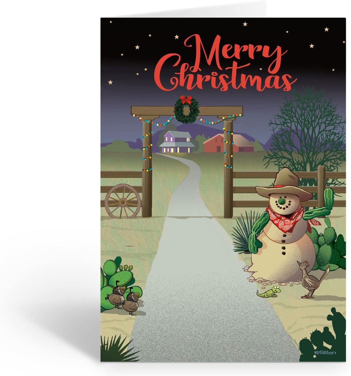 Stonehouse Collection | Personalized Western Christmas Cards | 24 Custom Christmas Cards & Envelopes | USA Made | Southwest Ranch (Personalized)