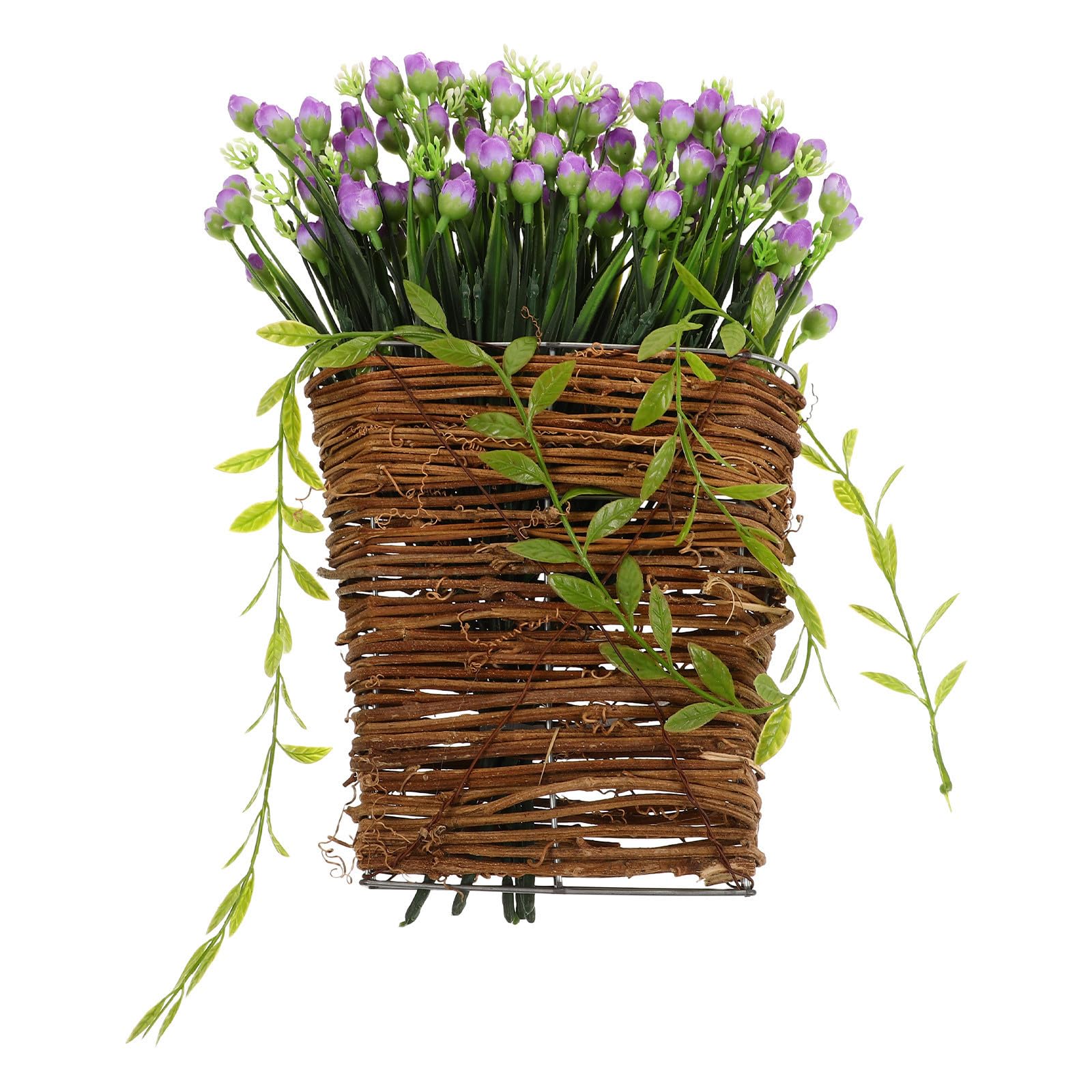 Cesta colgante Operitacx de fácil instalación con flores moradas duraderas