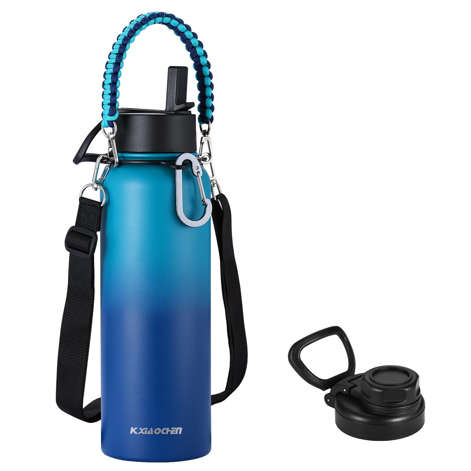 KXIAOCHEN Insulated Water Bottle, Stainless Steel Water Bottle, 2 Lids (Straw and Handle Lid),Wide Mouth Metal Water Bottles Keep Hot and Cold, Double Walled, Thermo Mug, Metal Canteen — image 1