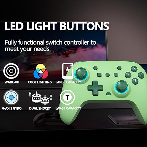 Miniatura 3 de SZYUYU Switch Controller for Switch 2,Switch Pro Controller for Switch/OLED/Lite/PC with 7 Colors LED Light/3-level TURBO Adjustable,4-Speed Dual