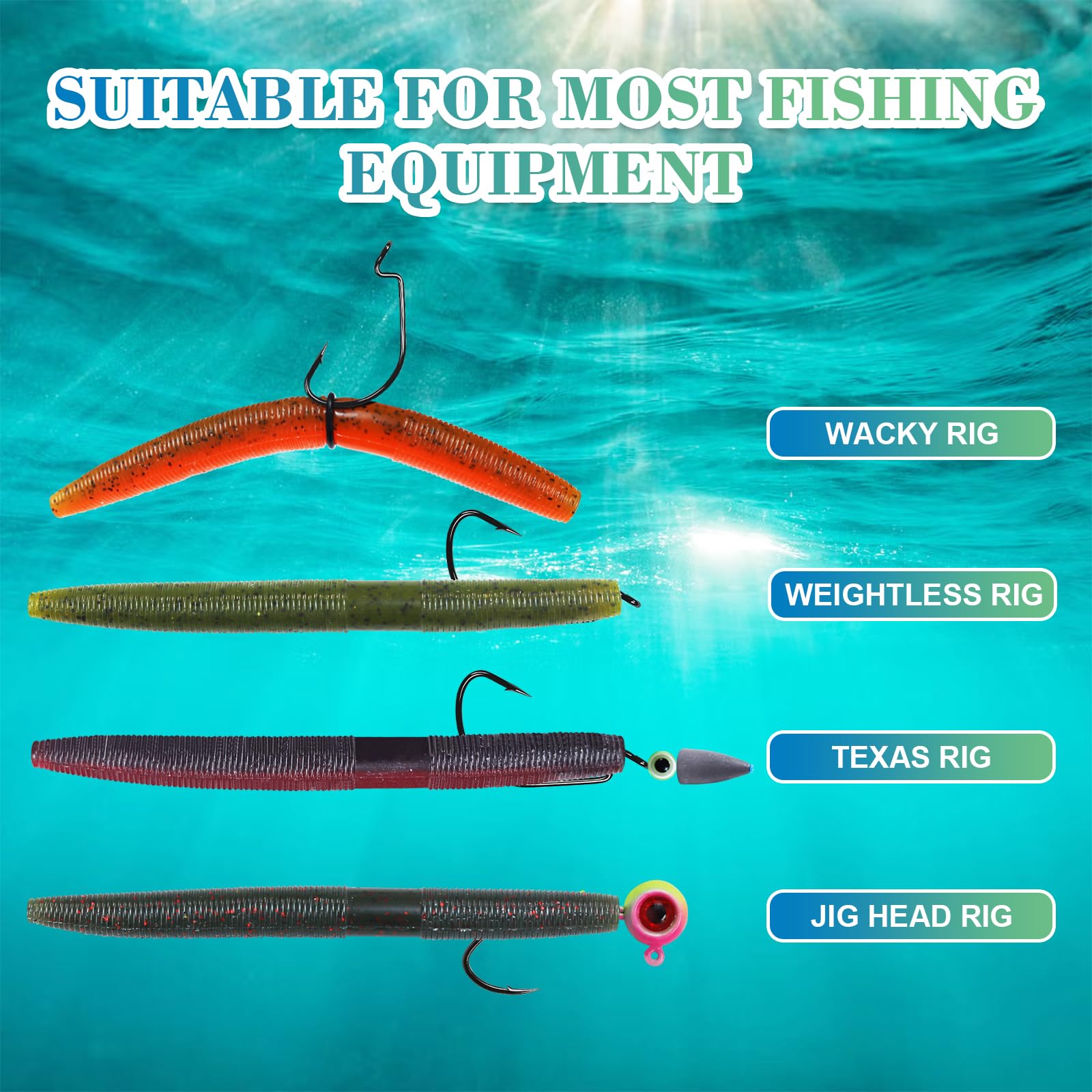 CWSDXM 50/131pcs Wacky rig kit,4in Fishing Worms Lures,Wacky Worm Fishing Lure Kit for Bass Trout : Sports & Outdoors