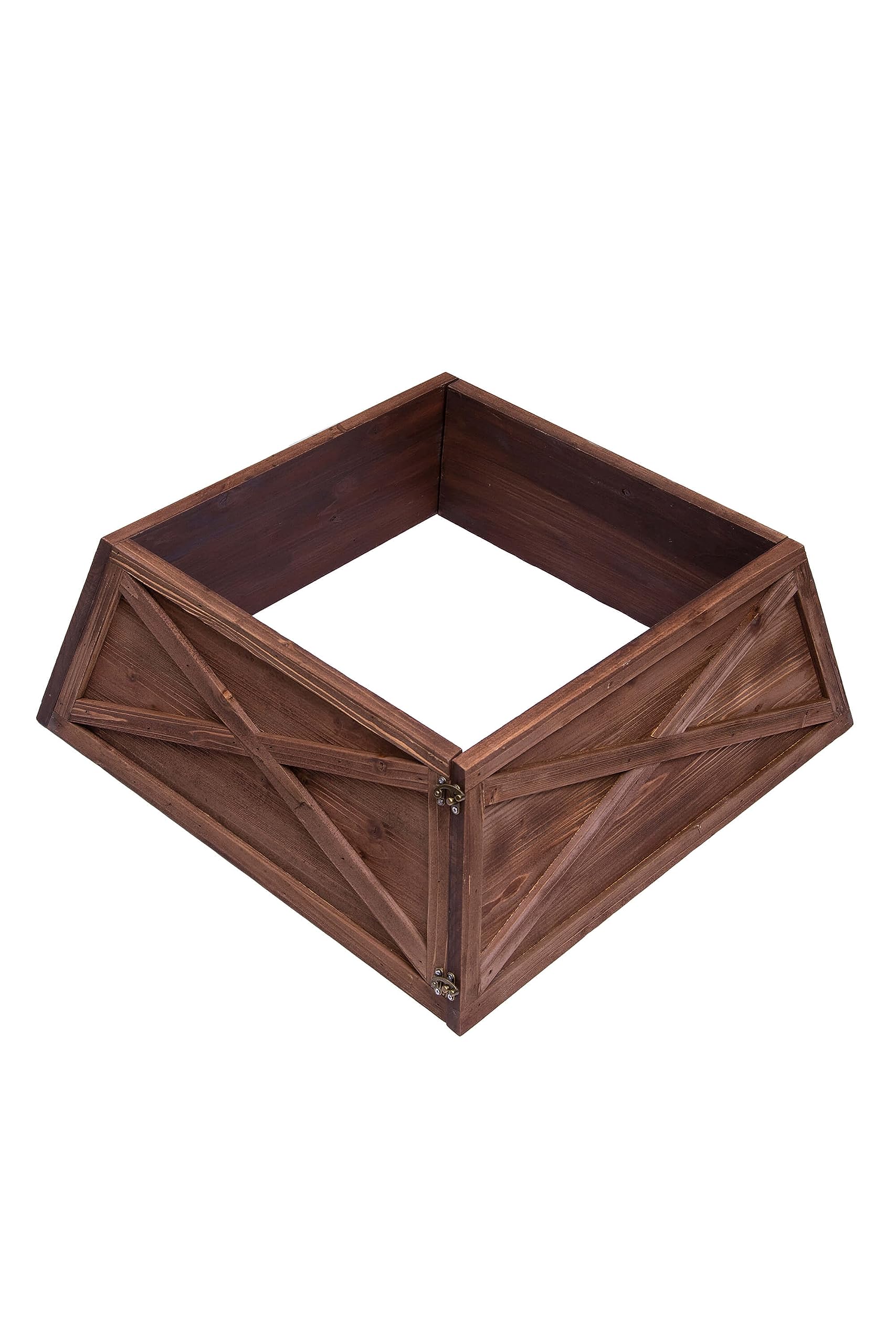 Christmas Tree World | Large Wooden Trapezoid Christmas Tree Skirt | Fits 6ft-9ft trees | 3 colours available | Natural Brown