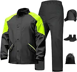 Capa de Chuva para Motociclistas, Capa de Chuva Impermeável e Refletiva com Capuz e Protetores para Sapatos, Adequada para Ciclismo, Pesca e Outras Atividades ao Ar Livre.