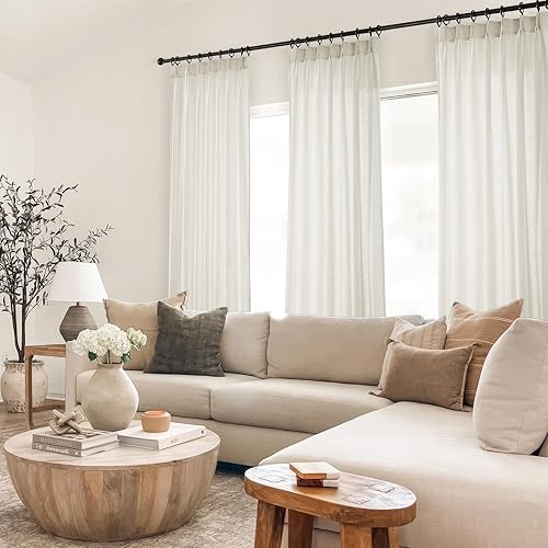 Miniatura 7 de Topfinel - Juego de 2 paneles de cortinas plisadas con ganchos, tela de mezcla semitraslúcida que filtra la luz, para sala de estar y dormitorio, 40