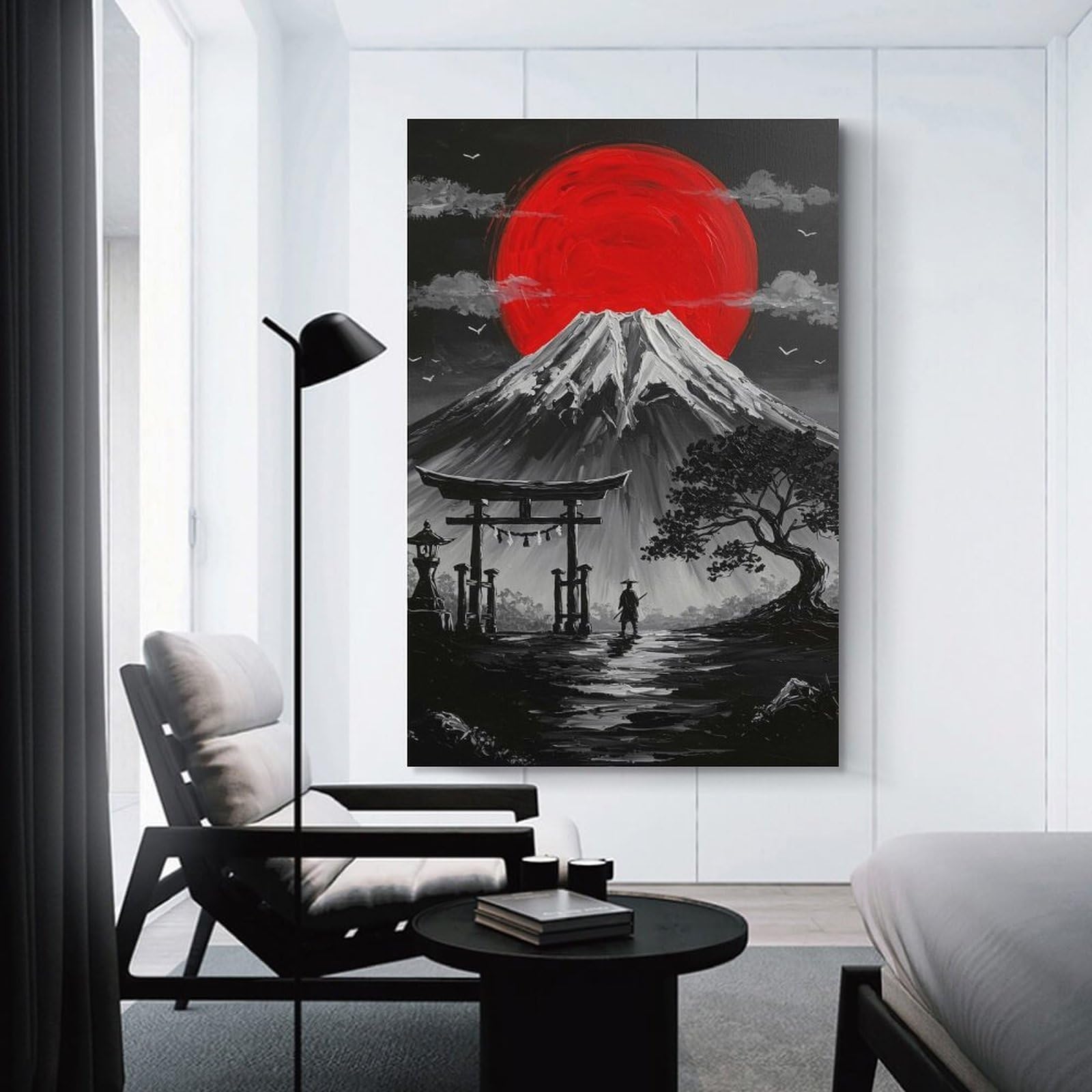 Junmoney Unframe-Style-14 Mount Fuji, Torii Gate, And Samurai Home Decor Wall Art 20X30inch(50X75cm), For Lounge, Study, Hallway Or Flat Walls, Stylish Home Artwork For Focal Walls