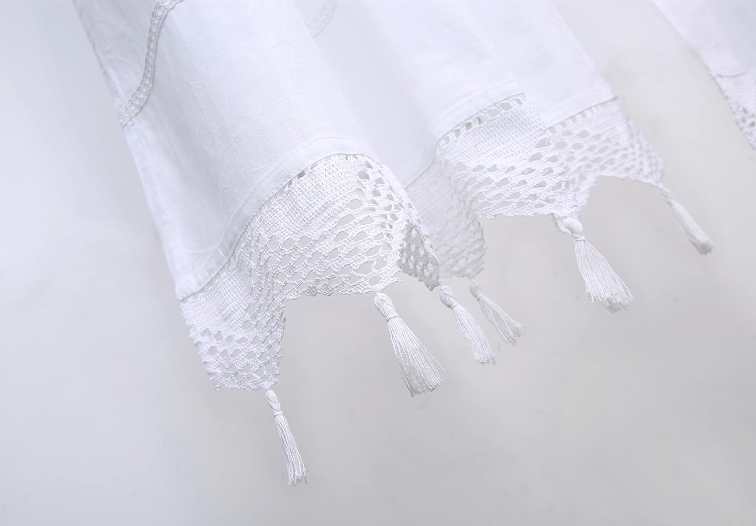 DOKOT White Cotton Curtains - 2 Panel Sets, 27 x 59 Inches, Semi-Sheer Bathroom, Bedroom & Door Window Curtains