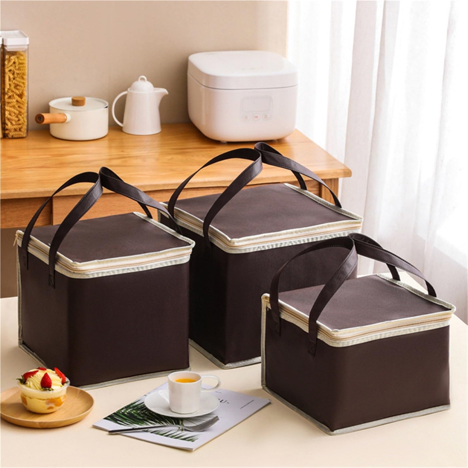 Bolsa de almuerzo algodón for pastel, bolsa aislante, transporte, cajas almacenamiento más frescas, bolsas, contenedor térmico comida for Picnic