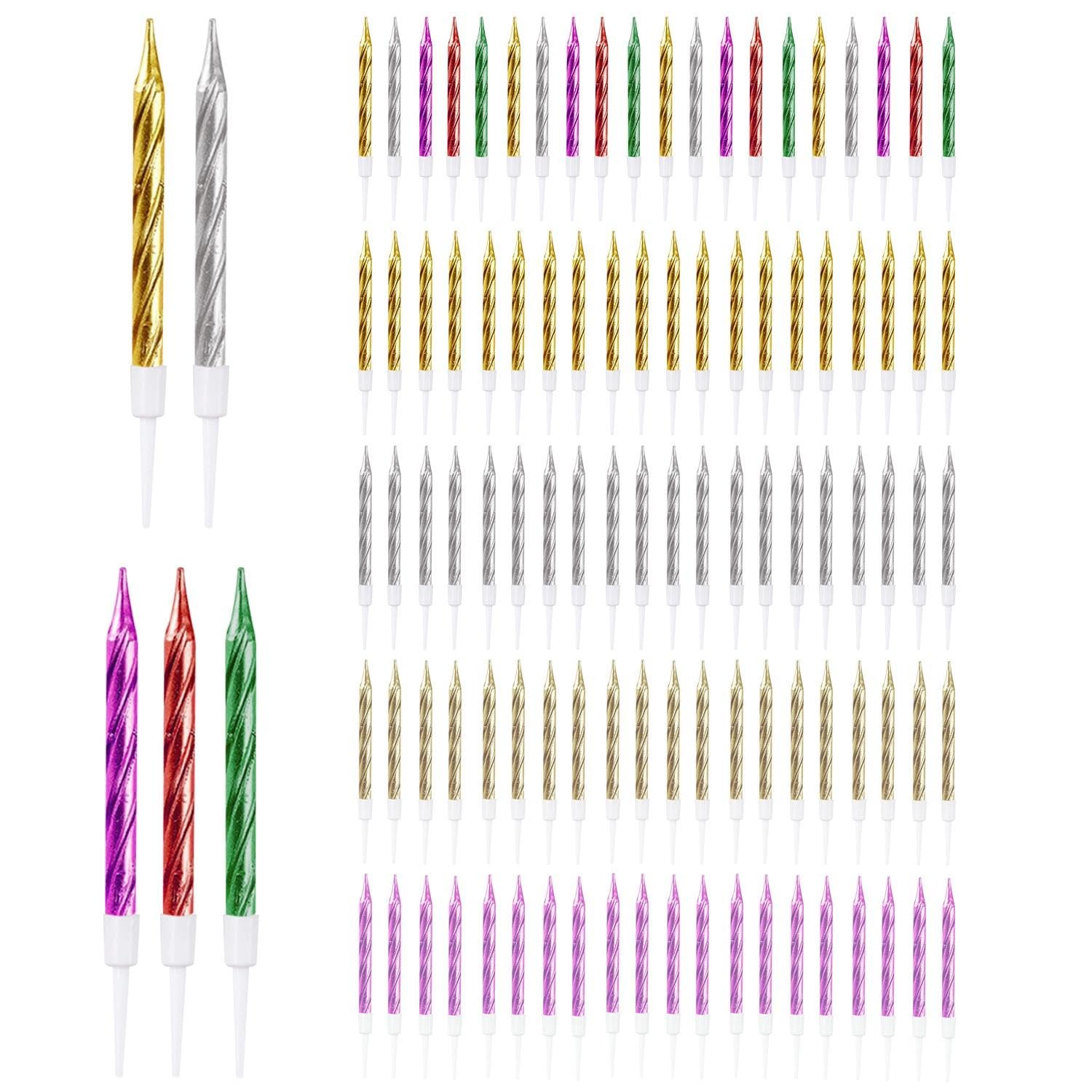 GDFHBD 100 Pieces Of Threaded Colored Candles, Birthday Candles, Children'S Birthday Candles, Birthday Party Decorations, Cake Candles, Party Event Candles.
