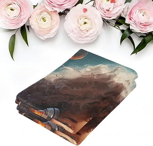 Vista 191 de Juego de 2 toallas de baño de color morado, remolques de mano de lobo, toallas de baño, toallas suaves y absorbentes para baño, cocina, gimnasio