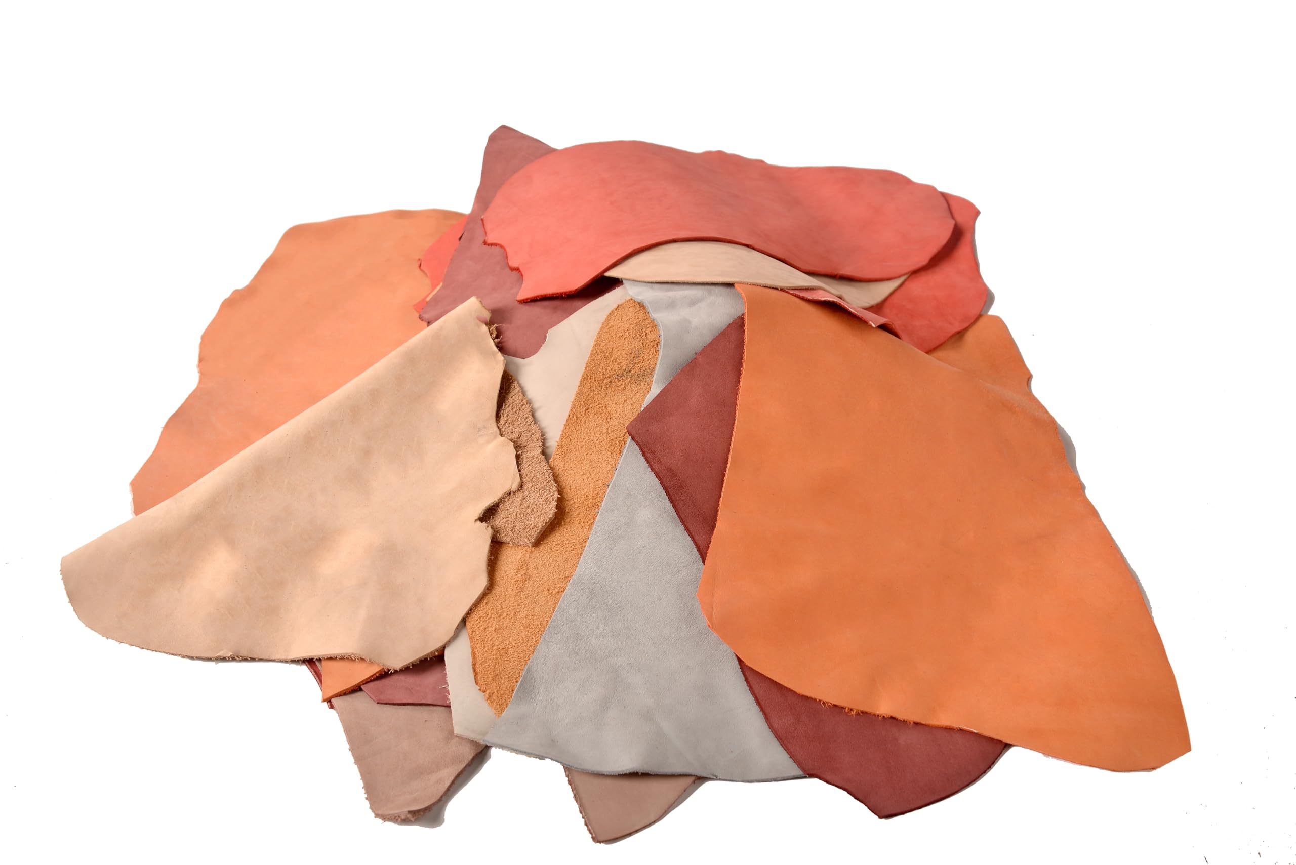Craft Leather - Top Grain Leather Scrap for Crafting, 1 LB Leather Scraps 5-10 oz (2-4mm) Thickness for Making Key Chains, Journal Covers, Purses and Much More. (Skin embryo color mixing, pipeica1lb)