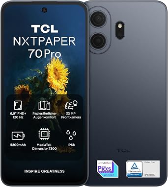 TCL NXTAPER 70 Pro 5G Android Smartphone with 6.9 Inch Natural Light Display NXTAPER 4.0 120Hz FHD+ 50MP 1.0um OIS Camera MuseFilm 8GB RAM + 512GB ROM Convenient Reading AI Productivity