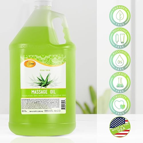 Miniatura 2 de SPA REDI - Aceite de masaje, Aloe Vera, 128 Oz - Pedicura profesional, manicura, terapia de masaje de cuerpo completo, hecho con aceite de