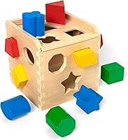 Melissa & Doug Shape Sorting Cube Wooden Toy - 12 Vibrant Shapes for Toddler Learning Ages 2-4