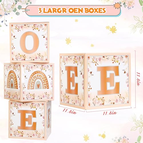 Miniatura 2 de Fumete 3 piezas de decoración de fiesta de primer cumpleaños con temática de arco iris, una caja de globos con una letra para decoración bohemia de