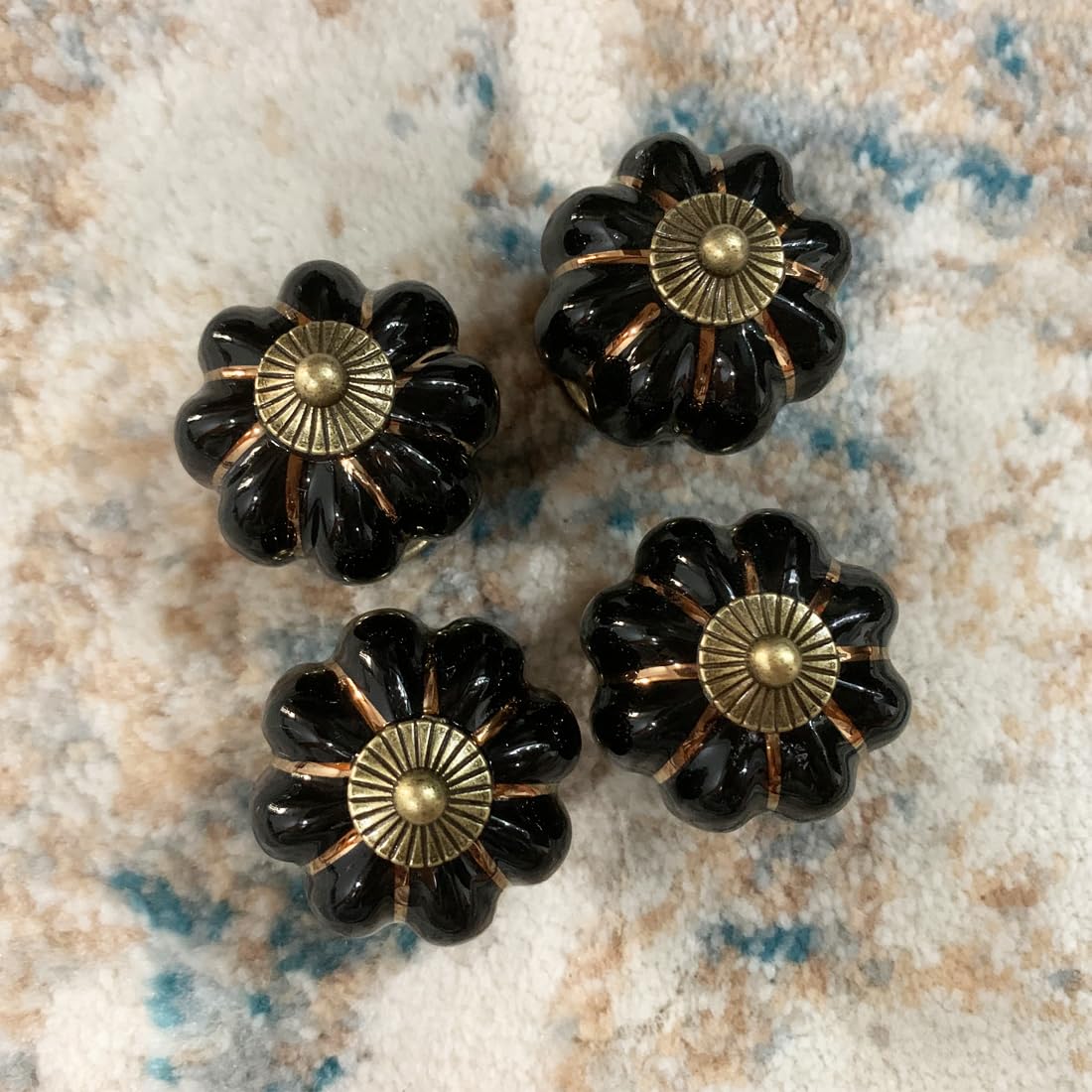 KLMです　美品drawer 黒ピーコート　金ボタン38 Kelier Ceramic Pumpkin Cabinet Knobs, [4 Pack] Vintage Sleek