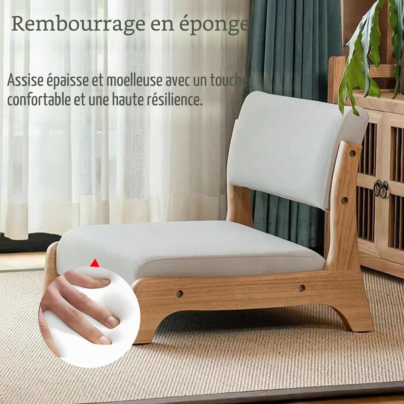 Chaise De Sol Tatami,Siège De Sol De Chaise De Salon,Chaise de Sol Japonaise multifonctionnelle,Chaise de Sol de méditation,avec Dossiers,pour la Lecture de la méditation Baie vitrée