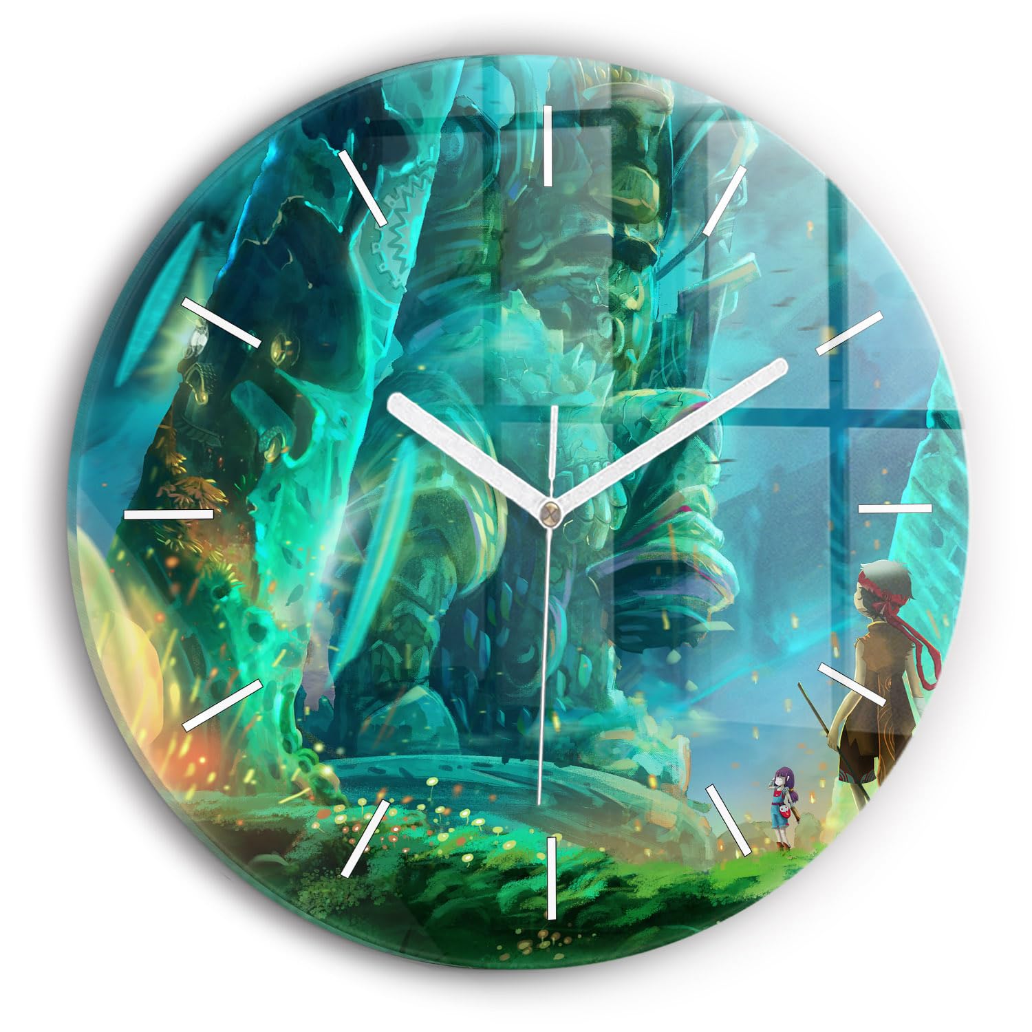 Horloge en Verre 30 cm Wallfluent Enfants dans la Forêt avec Mécanisme Silencieux