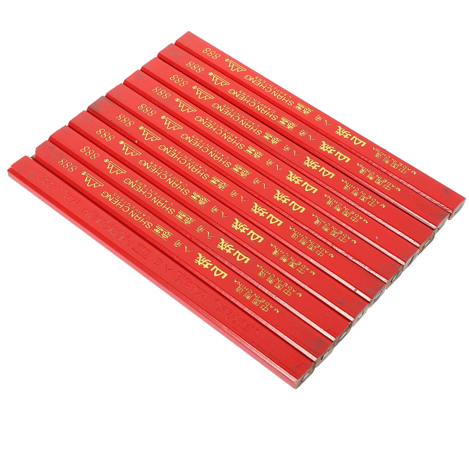 PLAFOPE 72 Matite da Carpentiere in Legno Ottagonale Rosso, Matite da Lavoro Resistenti alla Caduta per Scrittura su Superfici Ruvide e Lavorazione del Legno