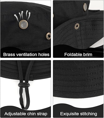 Miniatura 3 de Zylioo Sombreros Boonie de gran tamaño XXL, sombrero táctico militar de safari para cabezas grandes, sombreros de caza ligeros con correa