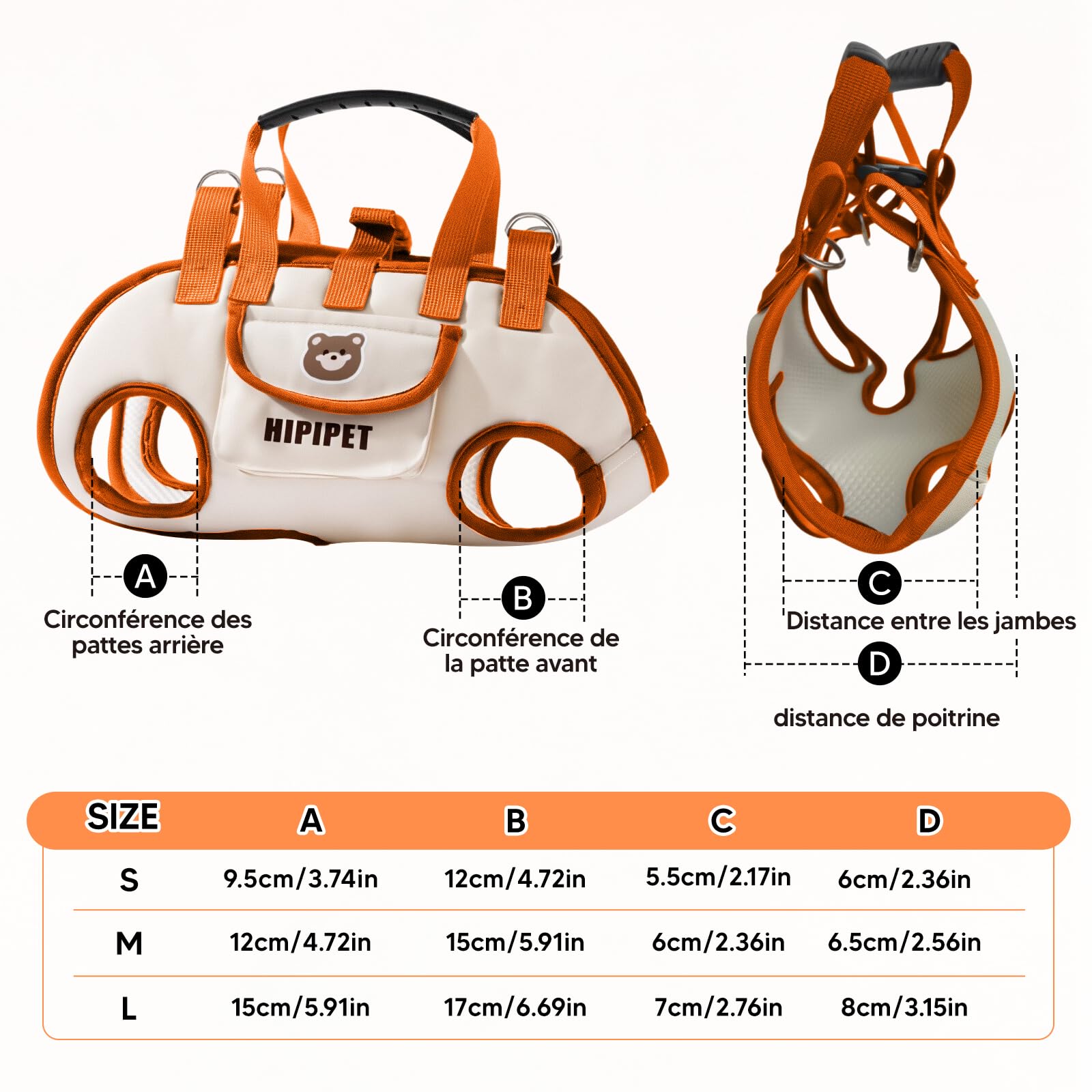 Harilla Harnais de Transport pour Chien, Sac de Transport Ergonomique Respirant, Confortable et Pratique, Porte-Chien Multi-Fonctions avec Bandoulière Réglable pour Marche/Camping/Voyage/Randonnée, S