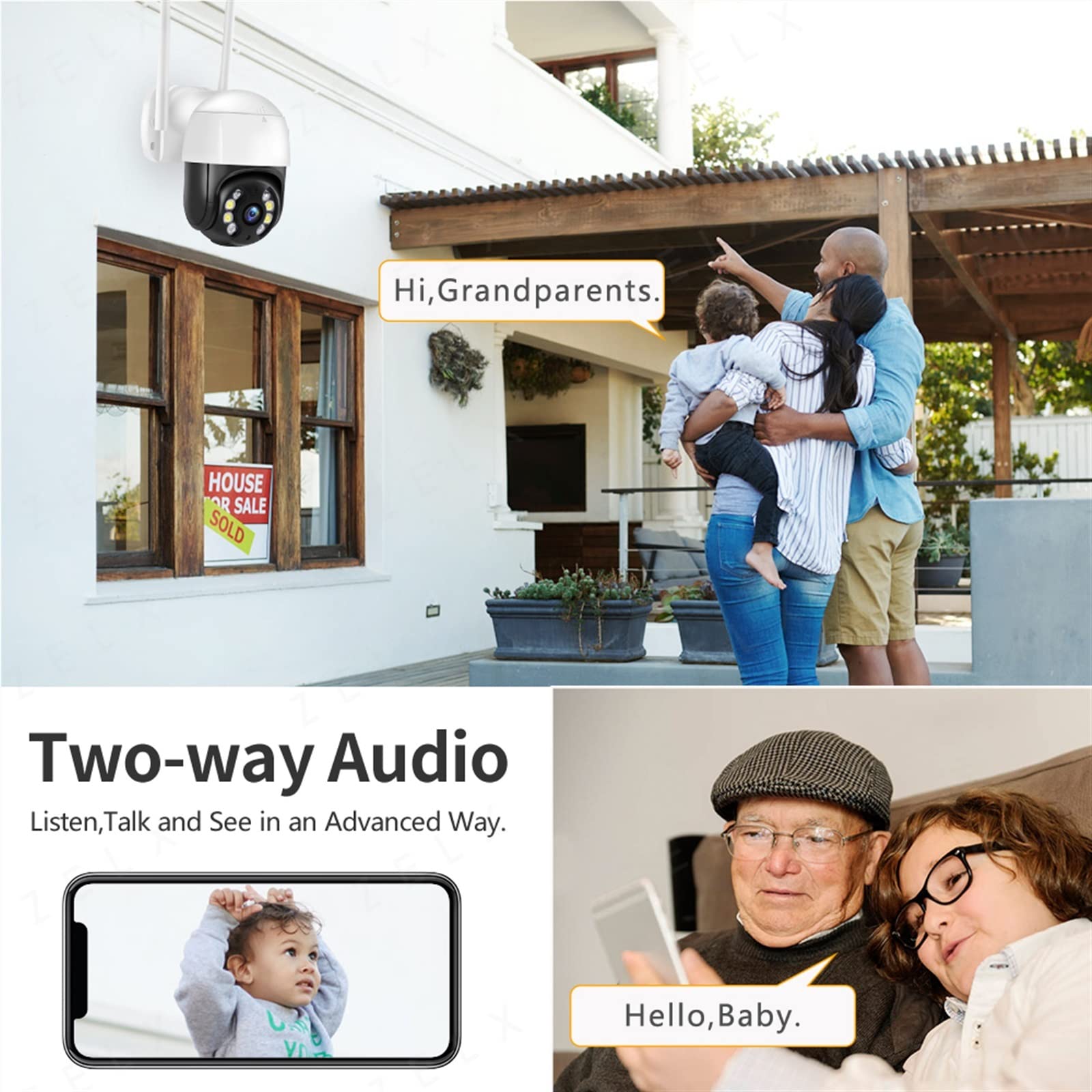 Telecamera WiFi Esterno, Telecamera IP 4K 8MP Outdoor 5MP HD Secuity PTZ Cam H.265 AI Monitoraggio Automatico CCTV Controllo videosorveglianza Protezione,Sicurezza, Antifurto(8MP No SD Card)