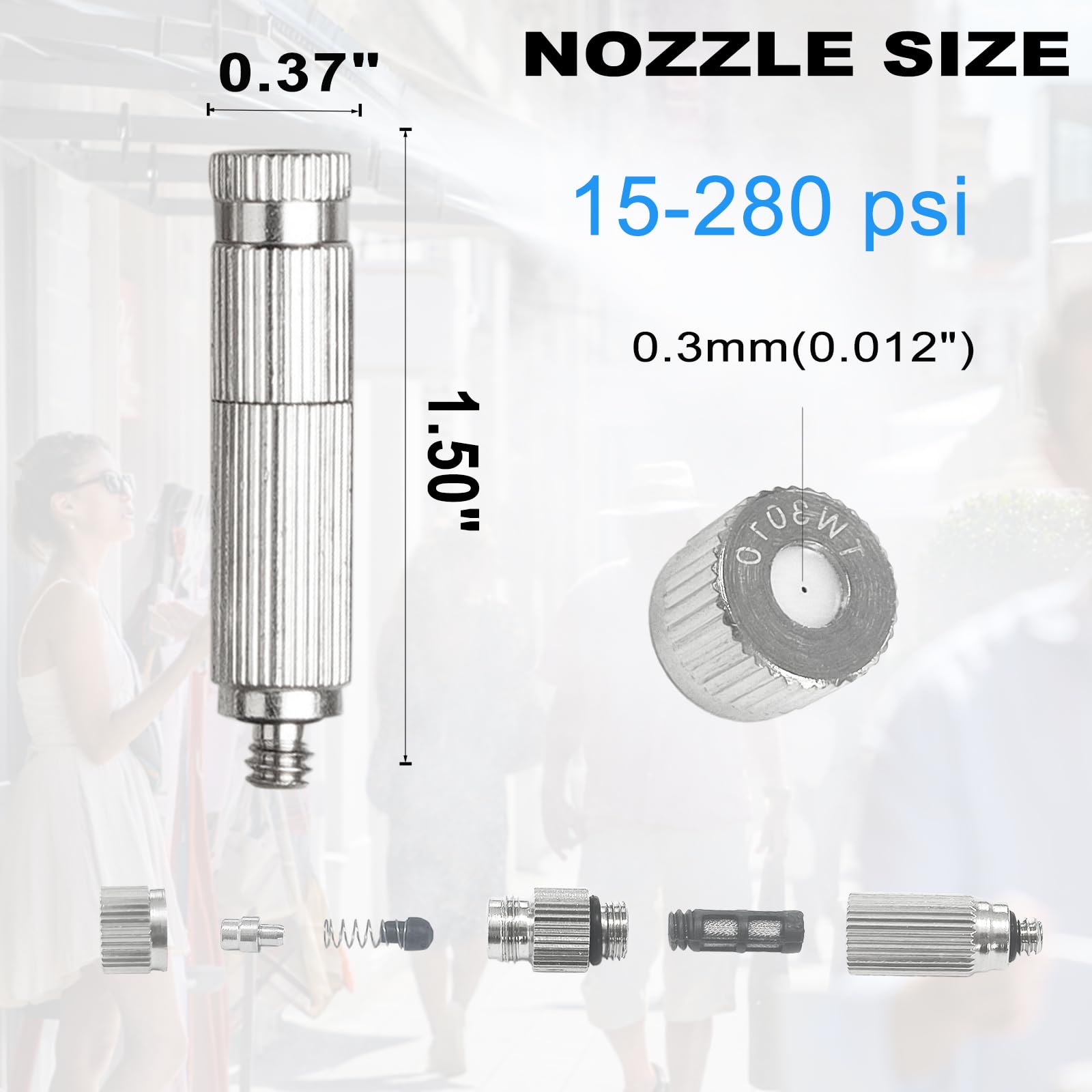 System natryskowy Brass Terrace – 10 mosiężnych mikrodysz i 10 złączy węży 3/8" do chłodzenia zewnętrznego (UNC 10/24, precyzyjna dysza 0,012", 15280 psi)