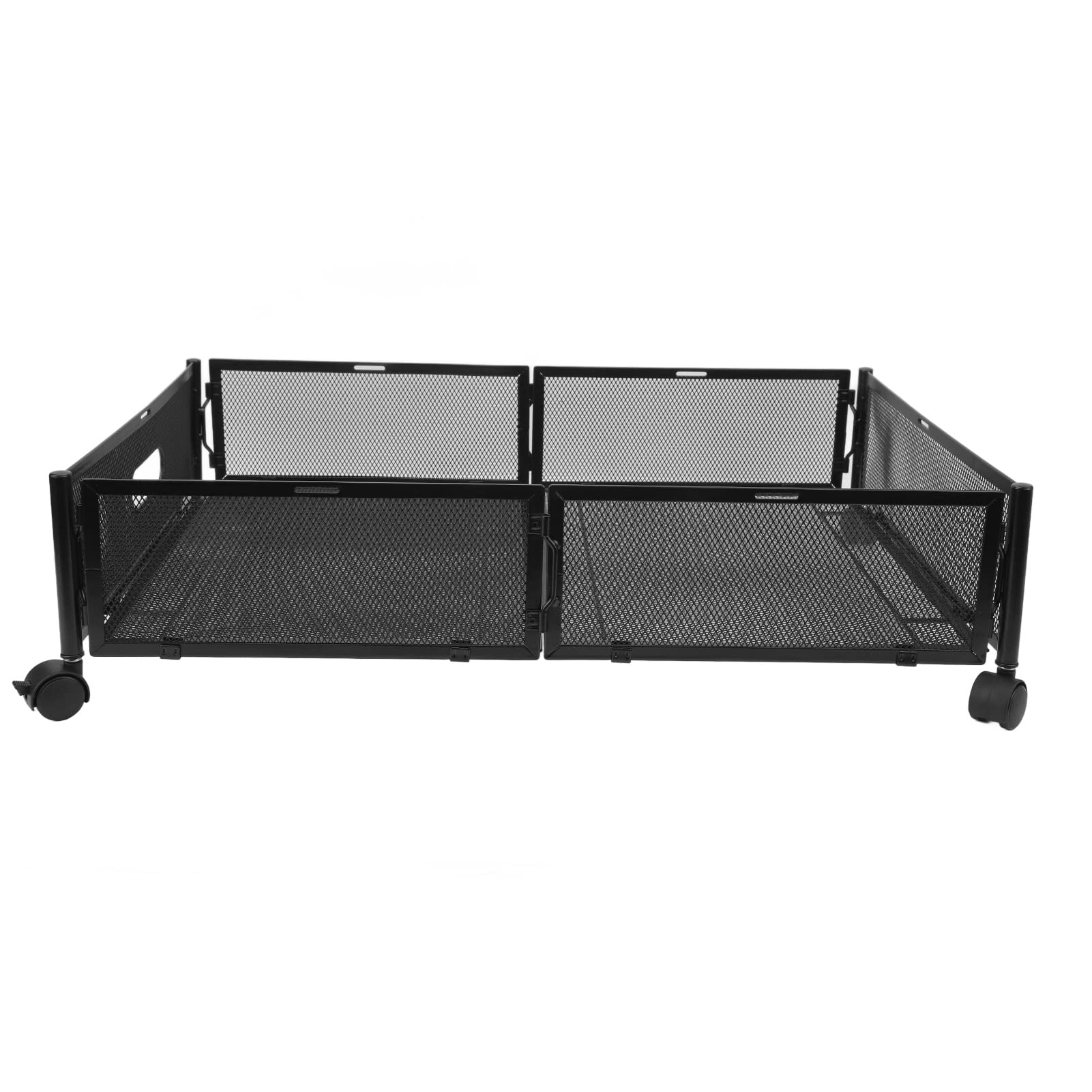 Pissente Organizer Pod łóżkiem Metalowy Pojemnik do Przechowywania Pod łóżkiem 23,6 X 15,9 X 6,3 Cala z Kółkami Zdejmowana Wysuwana Szuflada Oddychająca Siatka na Ubrania Buty Zabawki (BLACK)