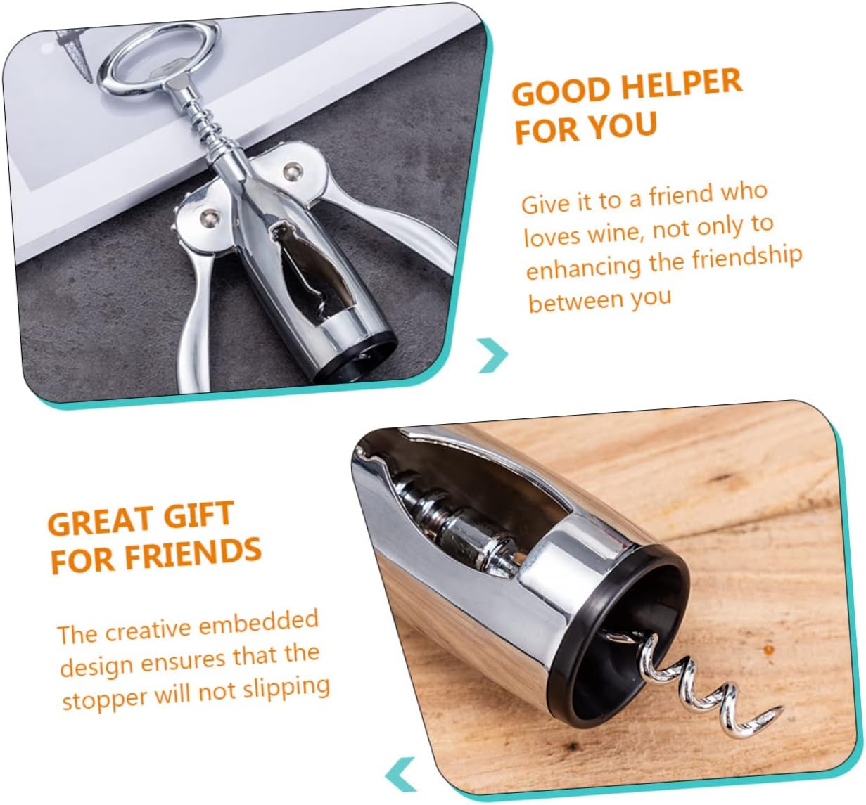 Red Wine Corkscrew Portable Wing Corkscrew Bottle Opener Caps Remover Compact Design for Easy Storage for Home Picnics and Family Gatherings